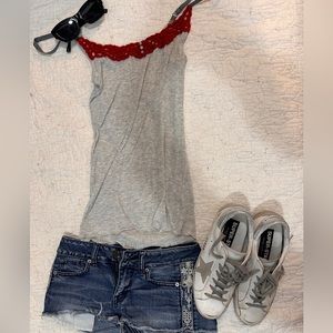 free people tank top with maroon lace